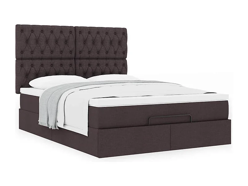 Ottoman bed met matras 140x200cm stof donkerbruin