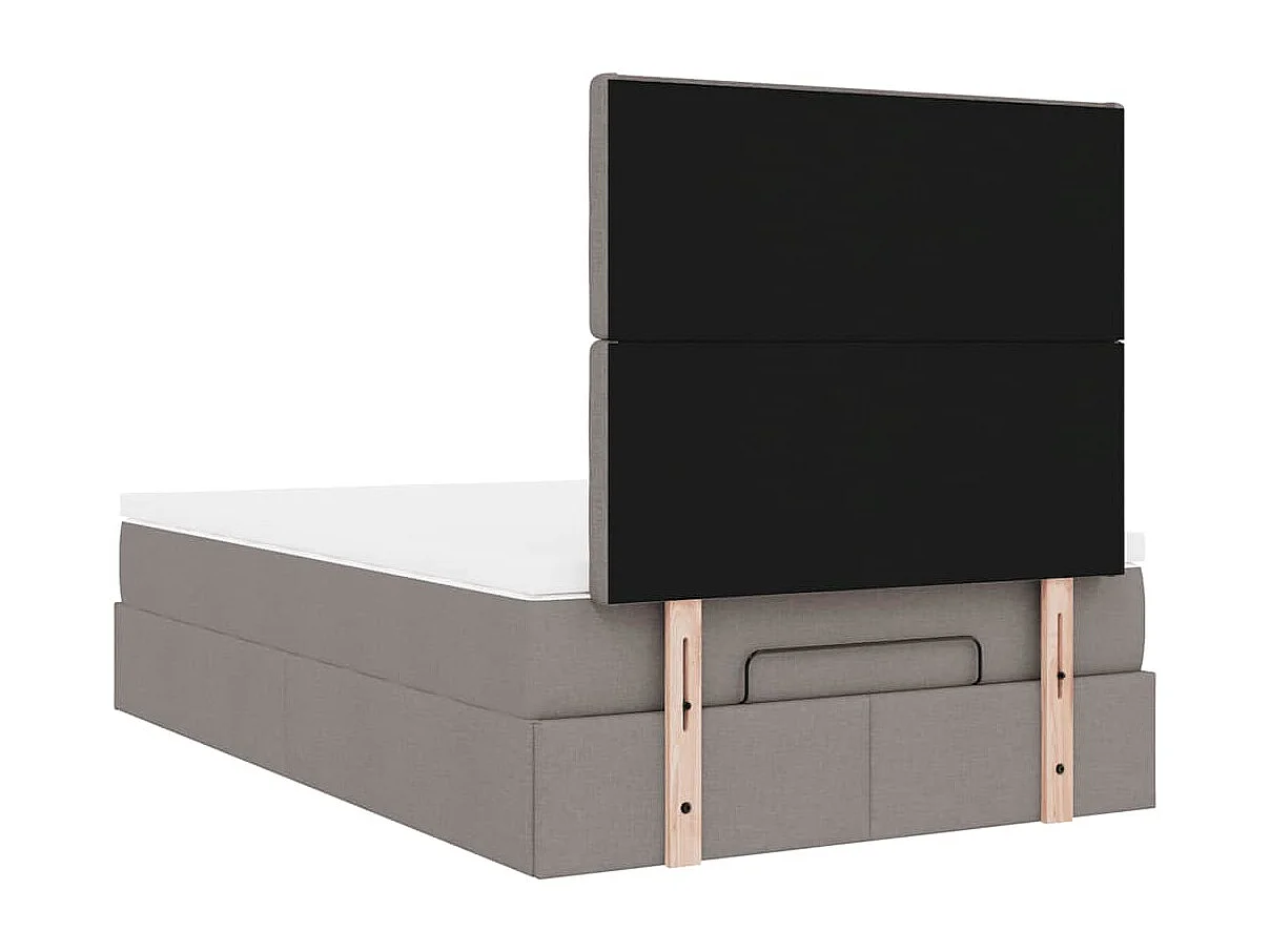 Estructura de cama otomana colchón tela gris pardo 120x200cm