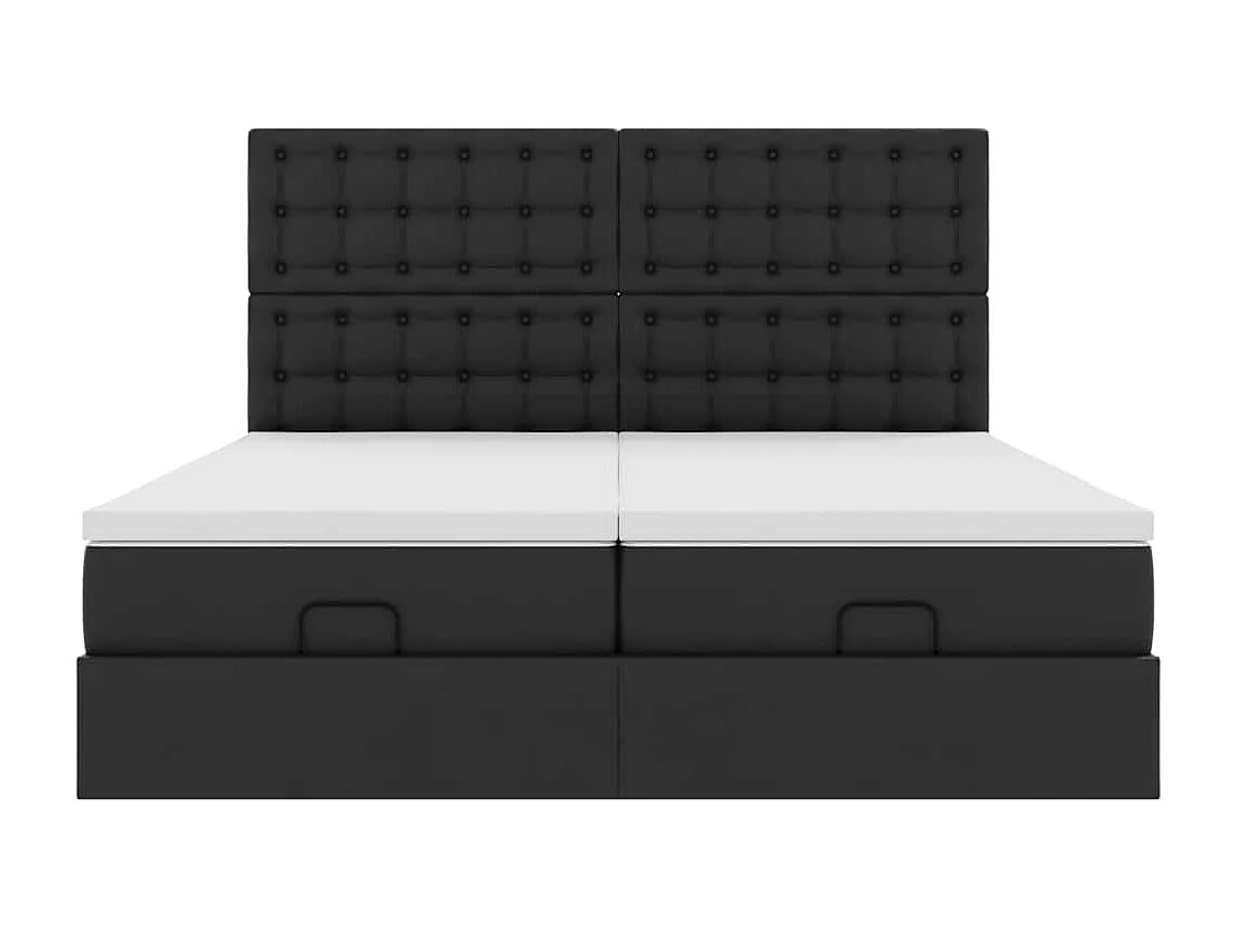 Cadre de lit ottoman avec matelas noir 180x200 cm similicuir