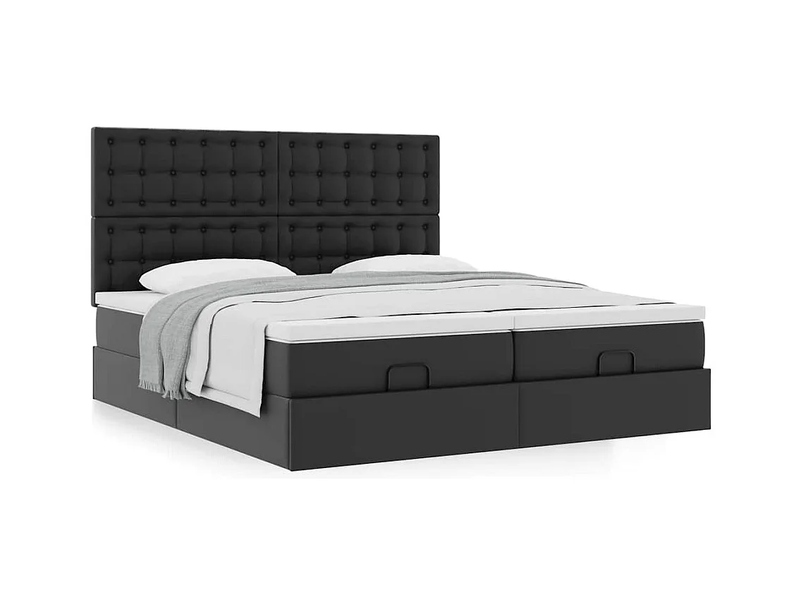 Cadre de lit ottoman avec matelas noir 180x200 cm similicuir