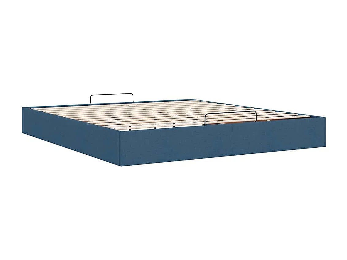 Cadre de lit ottoman sans matelas bleu 180x200 cm tissu