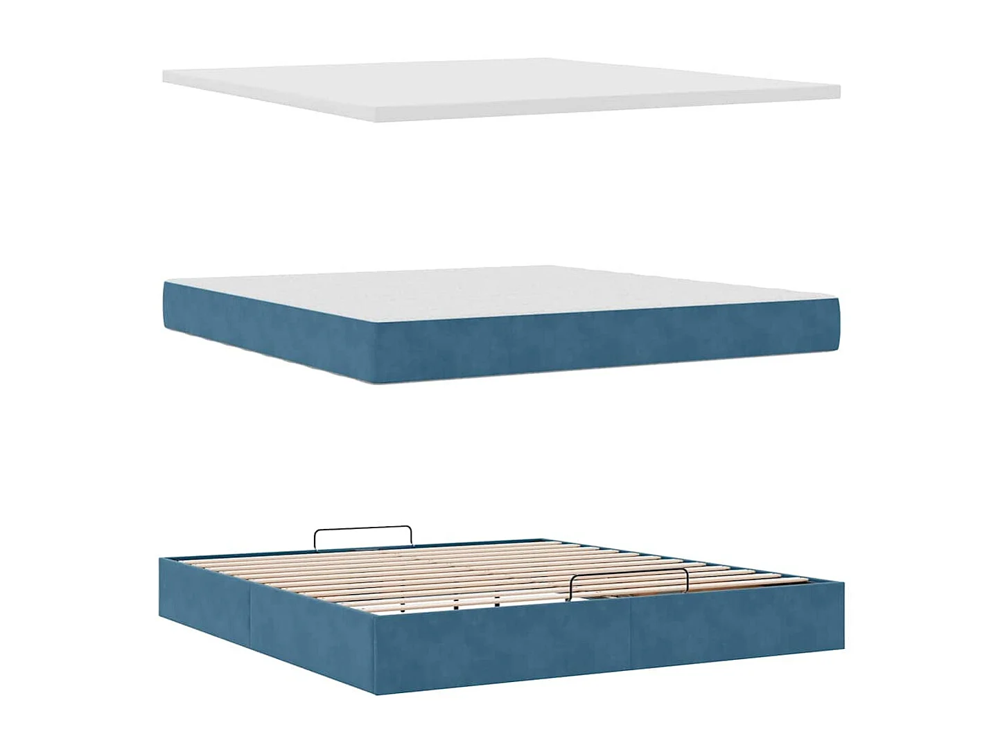 Estructura de cama otomana con colchón azul oscuro 160x200 cm