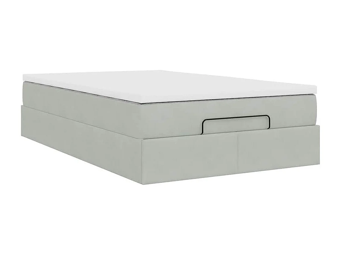Ottoman bed met matras 120x200 cm fluweel lichtgrijs