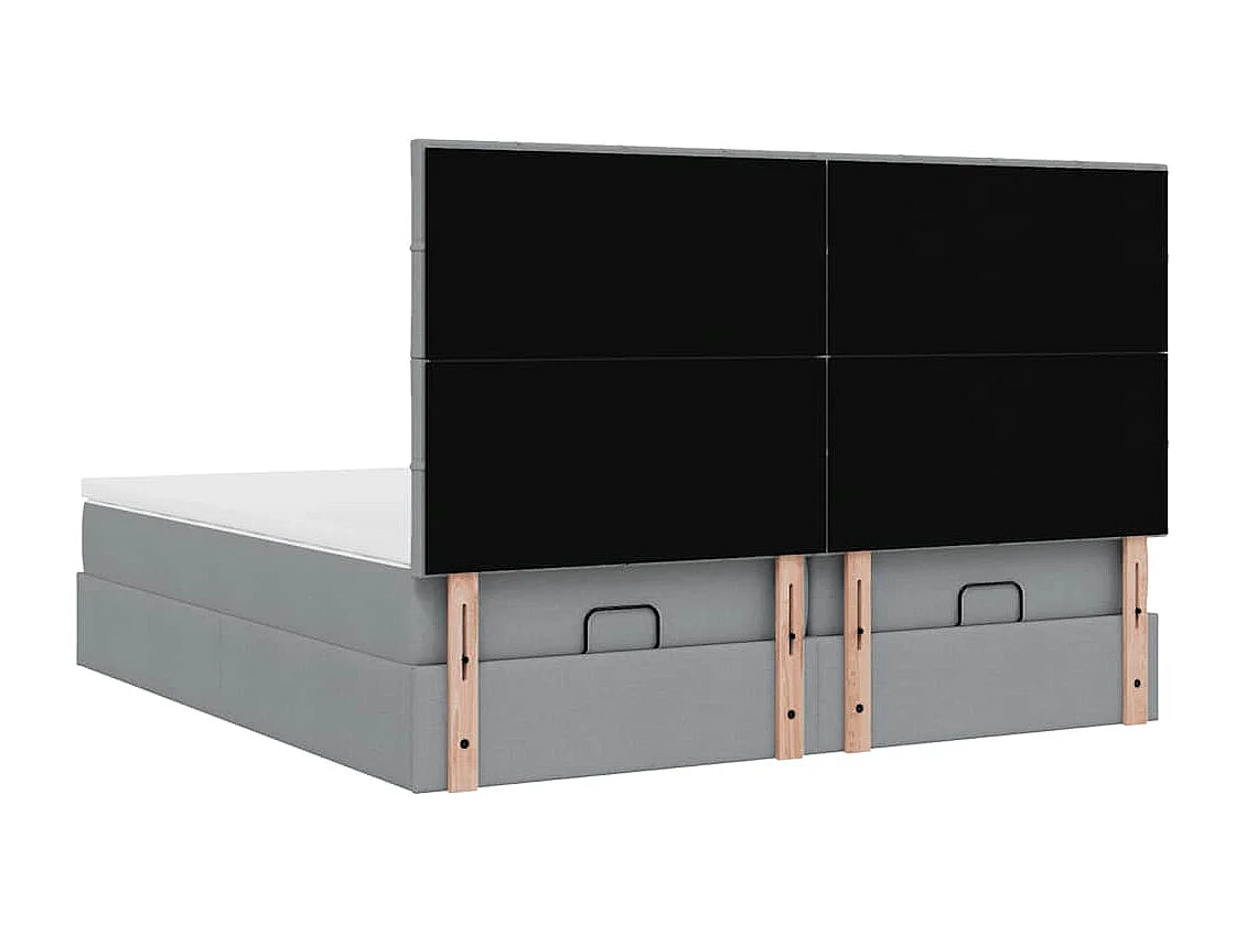 Cadre de lit ottoman et matelas gris clair 160x200cm tissu