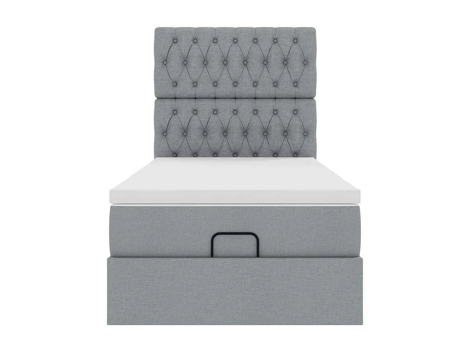 Cadre de lit ottoman et matelas gris clair 90x200 cm tissu
