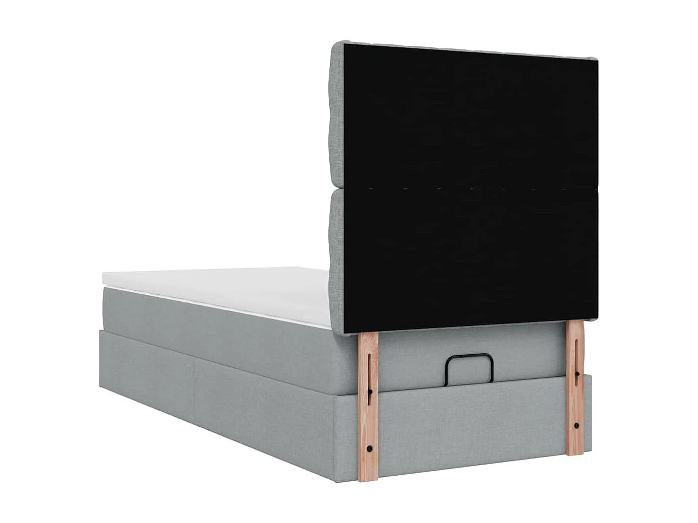 Cadre de lit ottoman et matelas gris clair 90x200 cm tissu