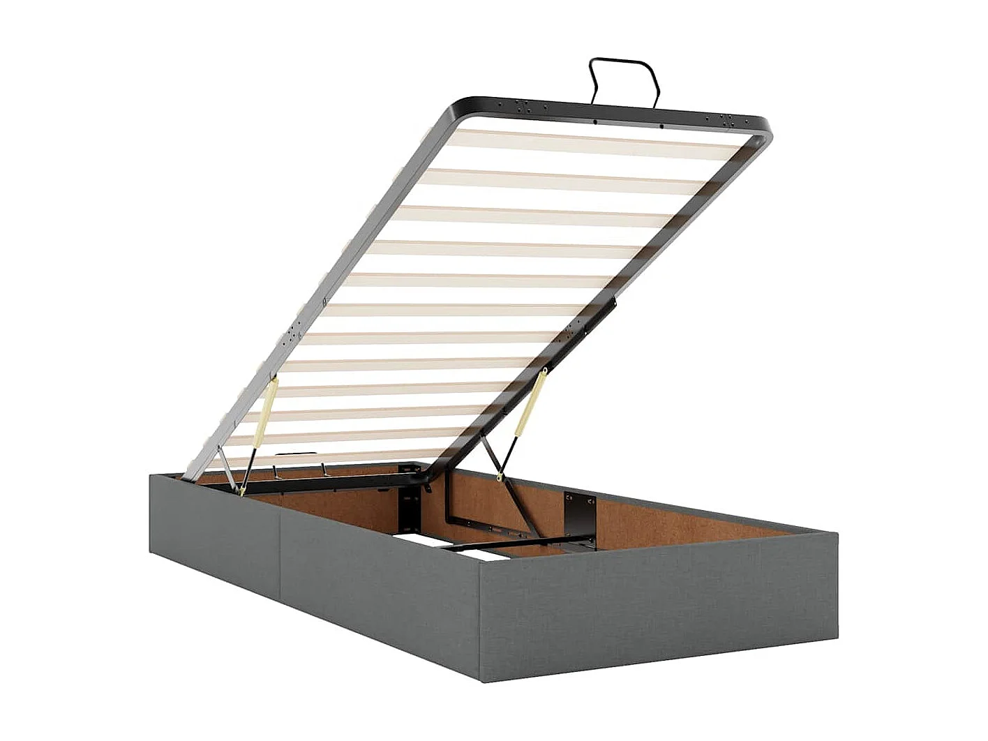 Estructura cama otomana colchones tela gris oscuro 180x200cm