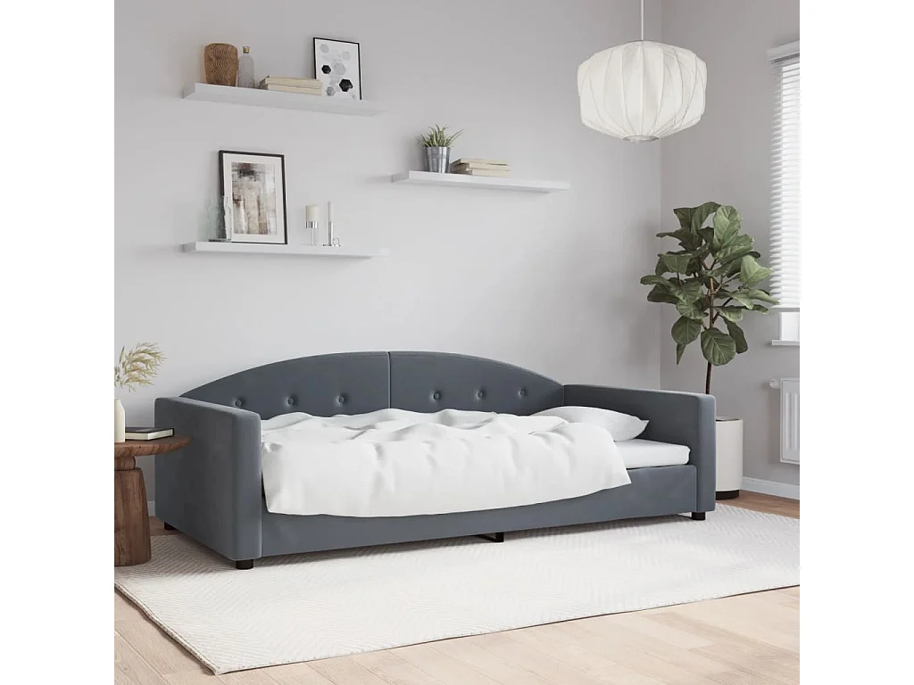 Lit de repos sans matelas gris foncé 100x200 cm velours