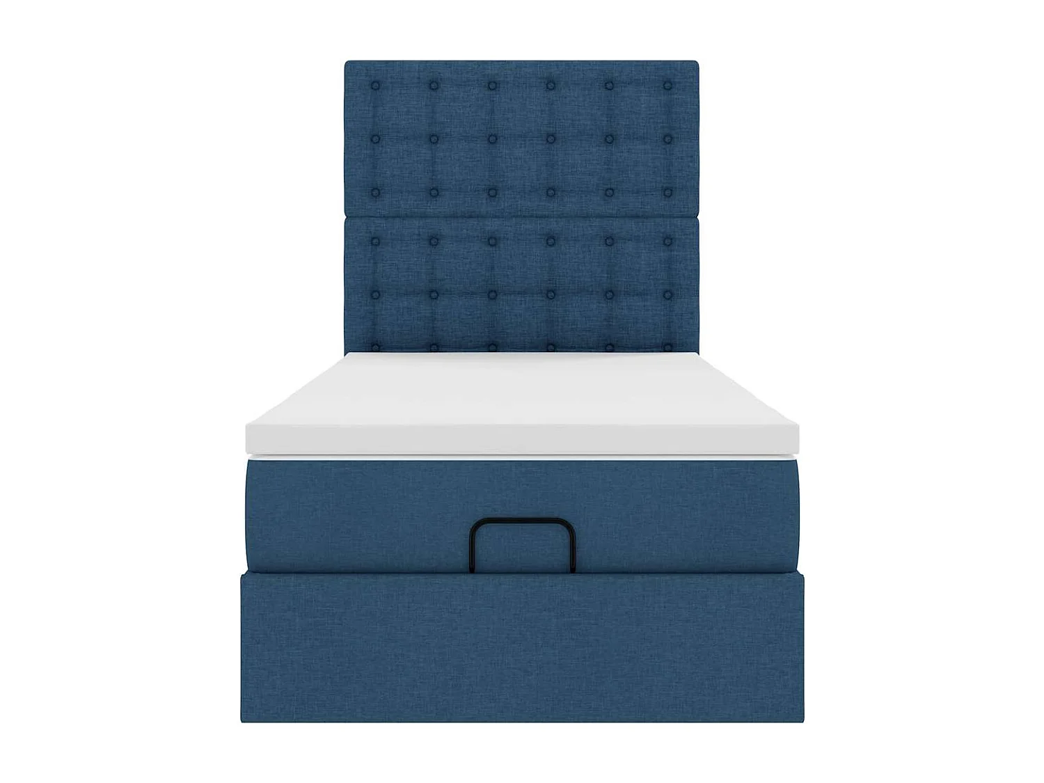 Estructura de cama otomana con colchón tela azul 100x200cm