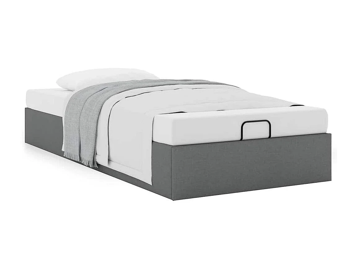 Cadre de lit ottoman sans matelas gris foncé 90x200 cm tissu