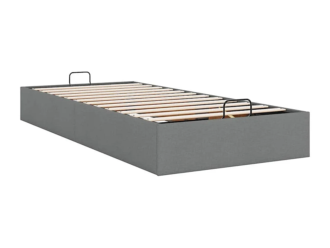 Cadre de lit ottoman sans matelas gris foncé 90x200 cm tissu