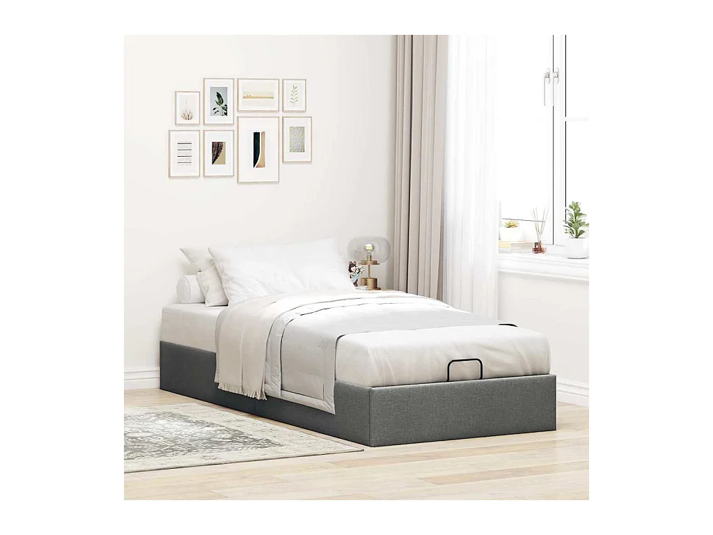 Bedframe zonder matras 90x200 cm stof donkergrijs