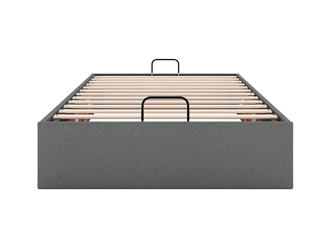 Cadre de lit ottoman sans matelas gris foncé 90x200 cm tissu