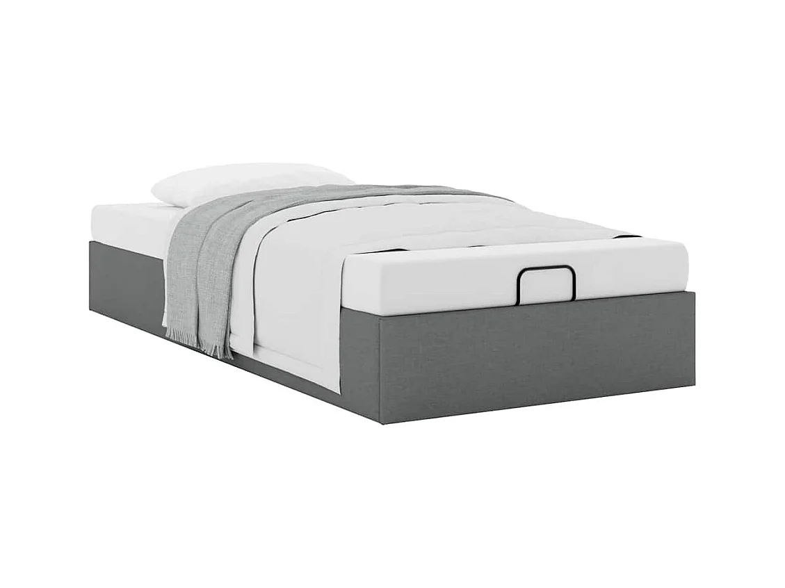 Cadre de lit ottoman sans matelas gris foncé 90x200 cm tissu