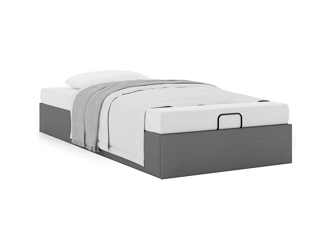 Cadre de lit ottoman sans matelas gris foncé 90x200 cm tissu