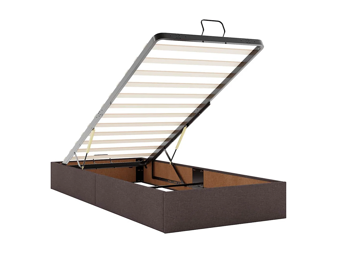 Estructura cama otomana colchón tela marrón oscuro 80x200cm