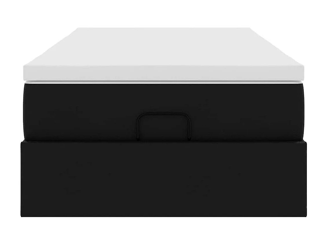 Cadre de lit ottoman avec matelas noir 80x200 cm similicuir