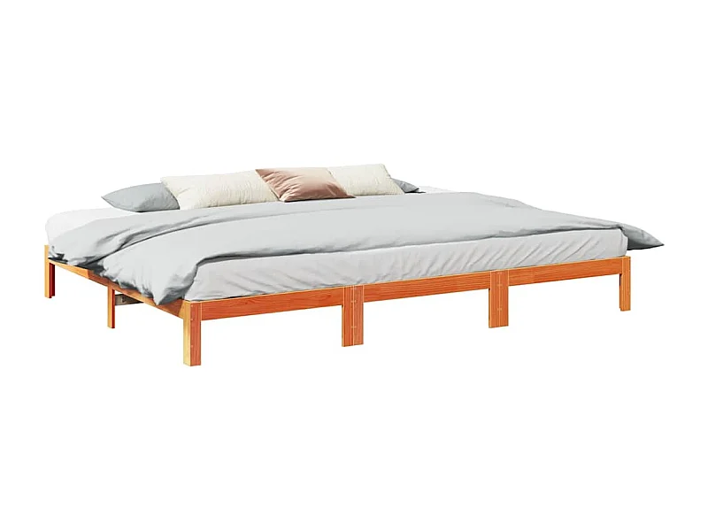 Cadre de lit familial sans matelas marron ciré 240x200 cm