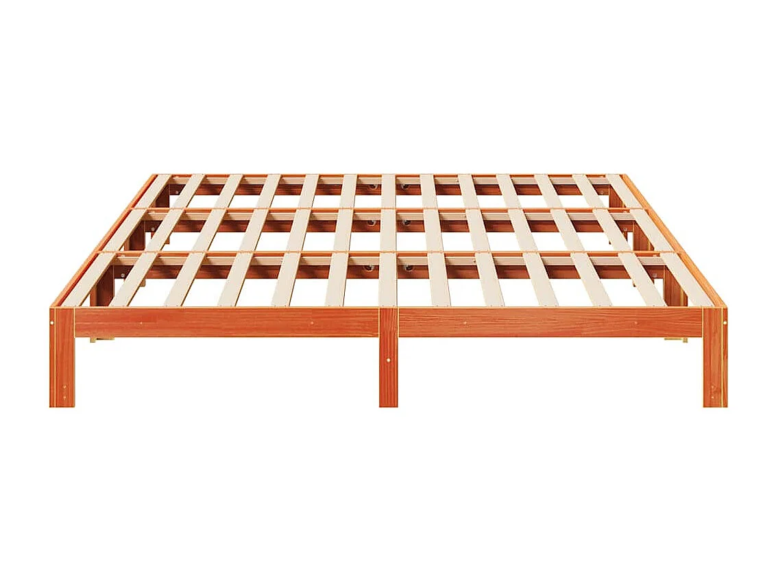 Cadre de lit familial sans matelas marron ciré 240x200 cm