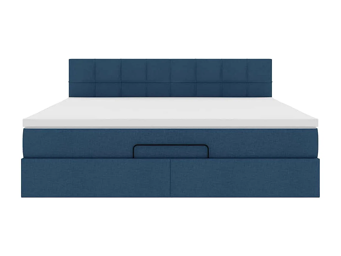 Cadre de lit ottoman avec matelas bleu 180x200 cm tissu