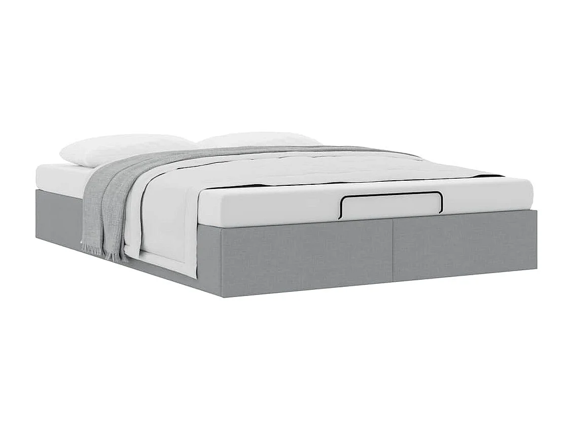 Cadre de lit ottoman sans matelas gris clair 140x200 cm tissu