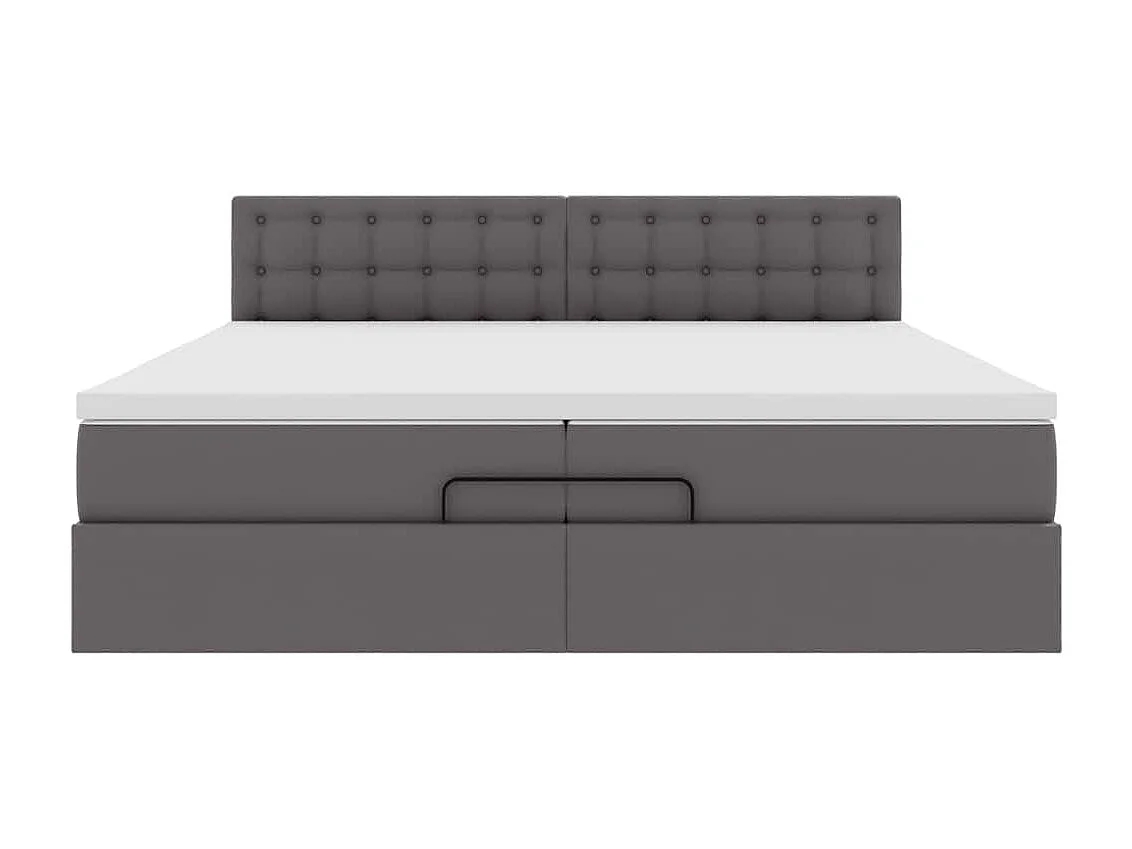 Ottoman bed met matrassen en LED's 200x200cm kunstleer grijs
