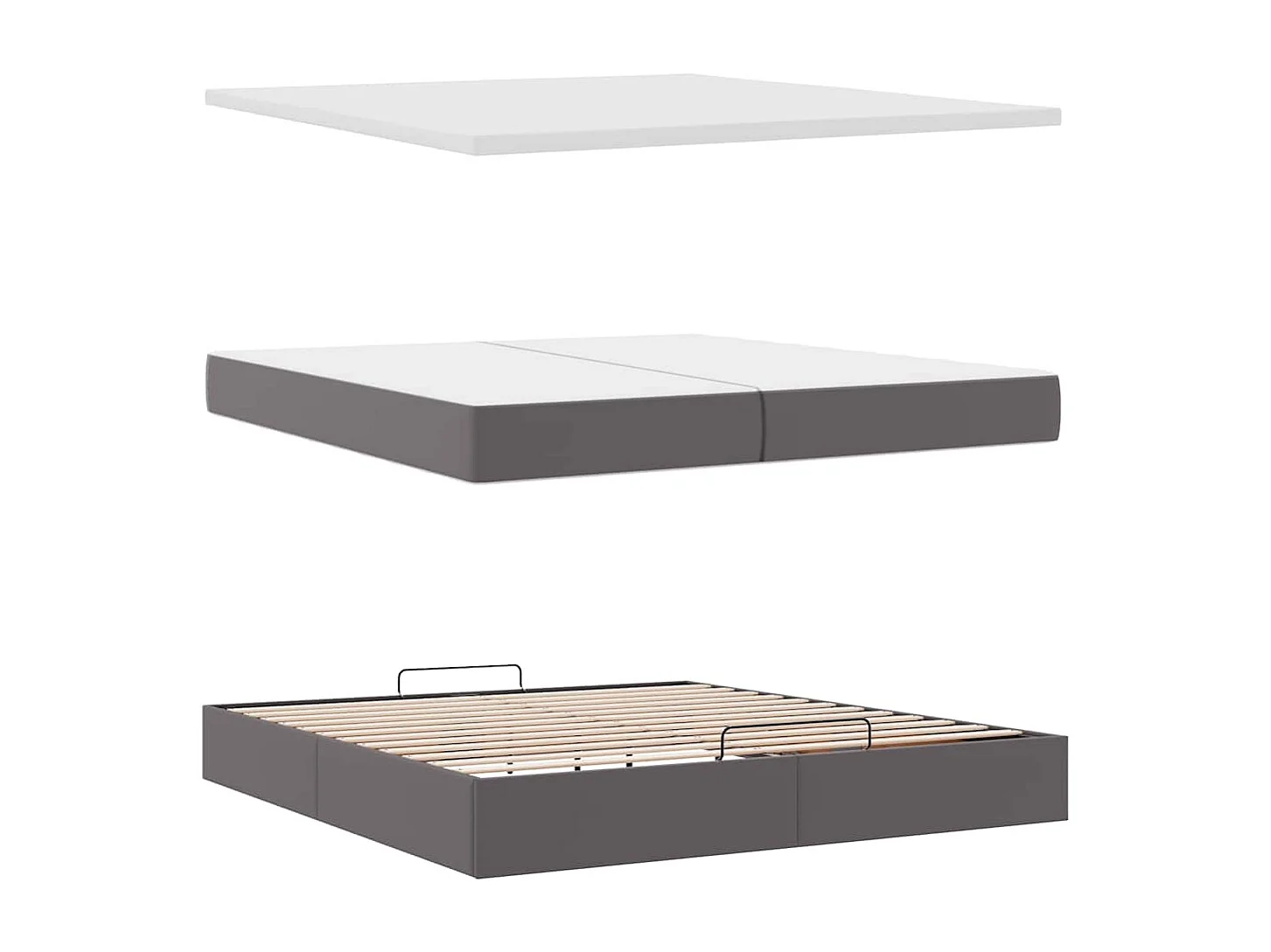 Ottoman bed met matrassen en LED's 200x200cm kunstleer grijs