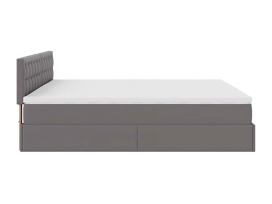 Cadre de lit ottoman avec matelas gris 200x200 cm similicuir