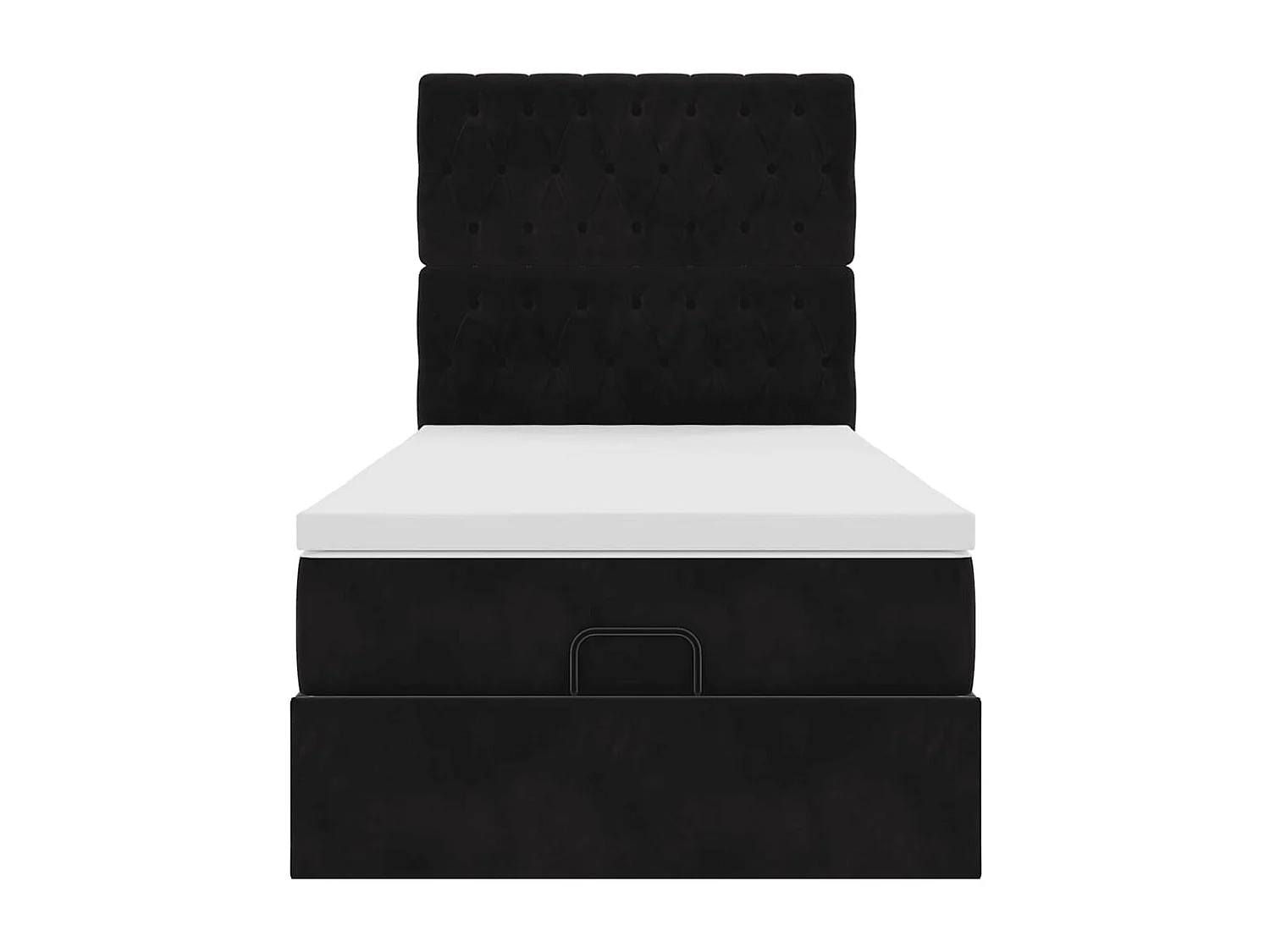 Cadre de lit ottoman avec matelas noir 90x190 cm velours
