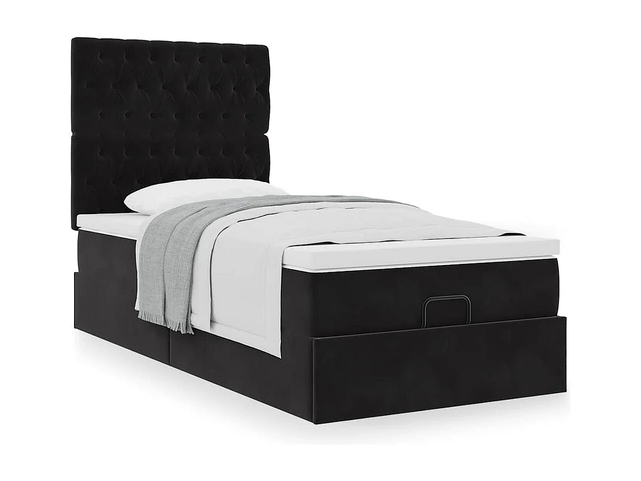 Ottoman bed met matrassen 90x190cm fluweel zwart