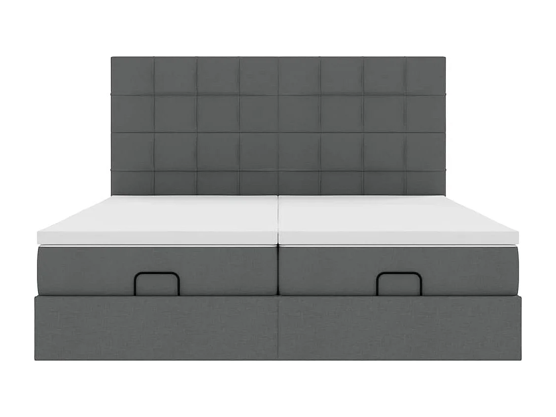 Estructura cama otomana colchones tela gris oscuro 200x200cm