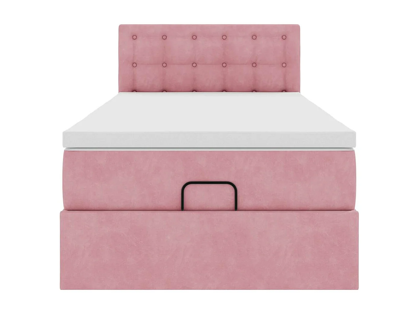 moldura de cama otomana  com colchão rosa 100x200cm veludo