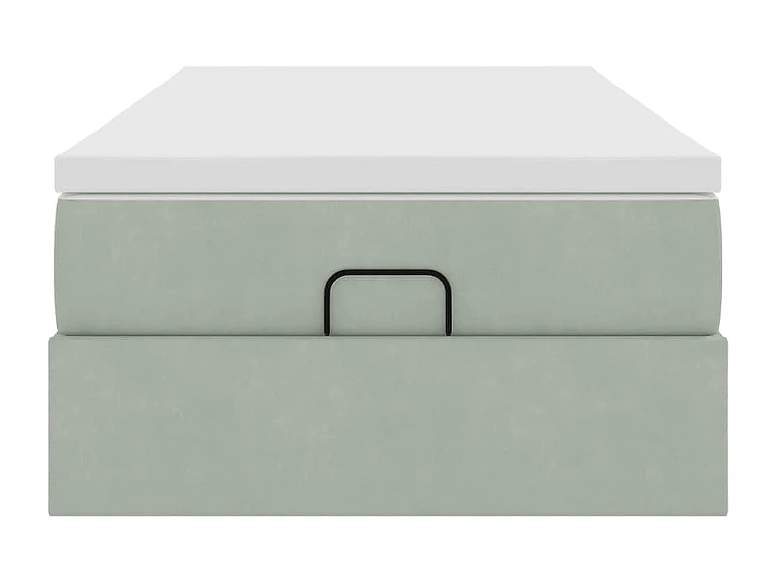 Estructura cama otomana colchón terciopelo gris claro 100x200cm