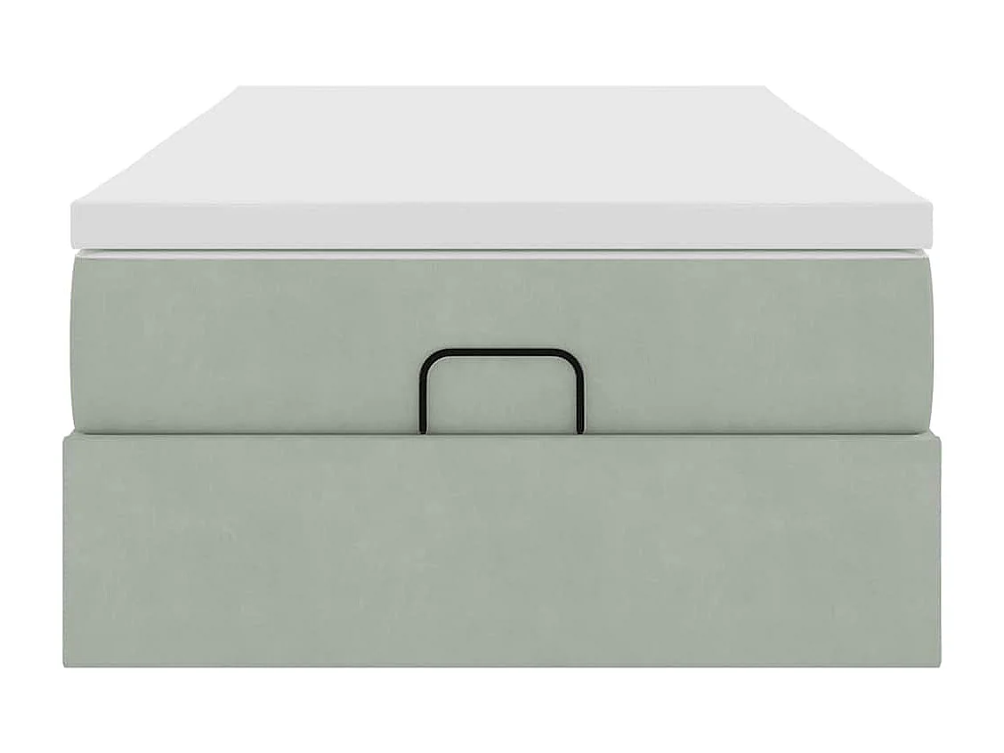 Cadre de lit ottoman et matelas gris clair 100x200 cm velours