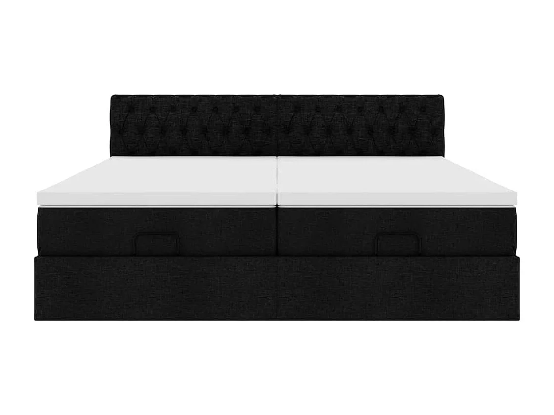 Estructura de cama otomana con colchones tela negra 160x200 cm
