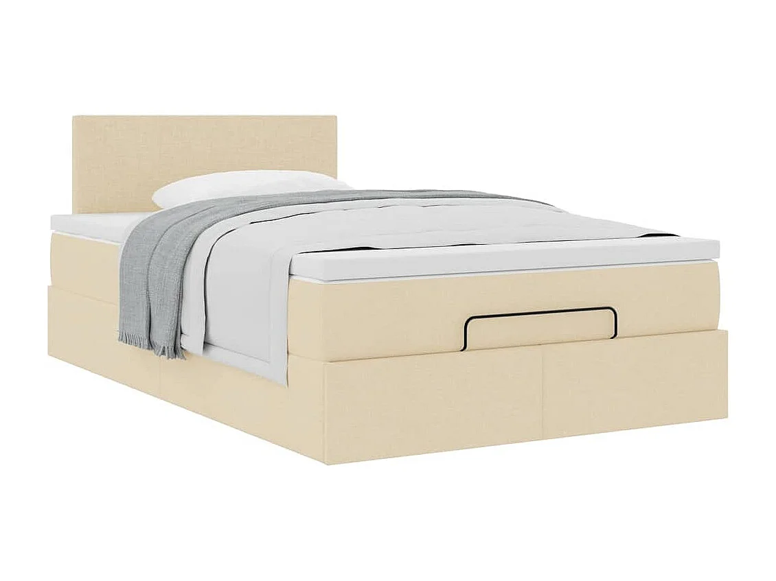 Estructura de cama otomana colchón tela crema 120x190 cm