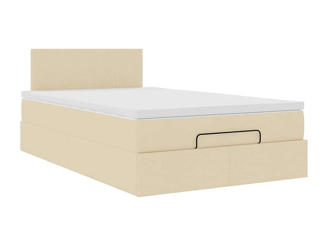Cadre de lit ottoman avec matelas crème 120x190 cm tissu
