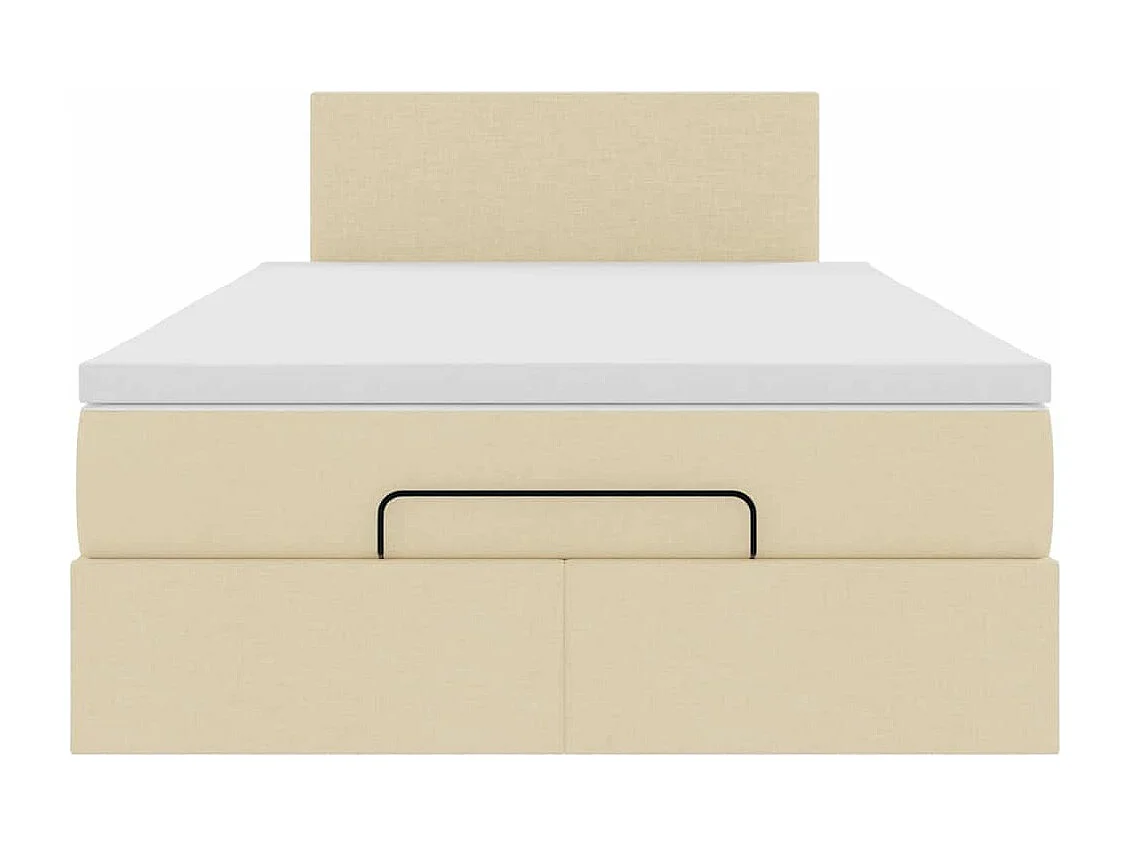 Cadre de lit ottoman avec matelas crème 120x190 cm tissu