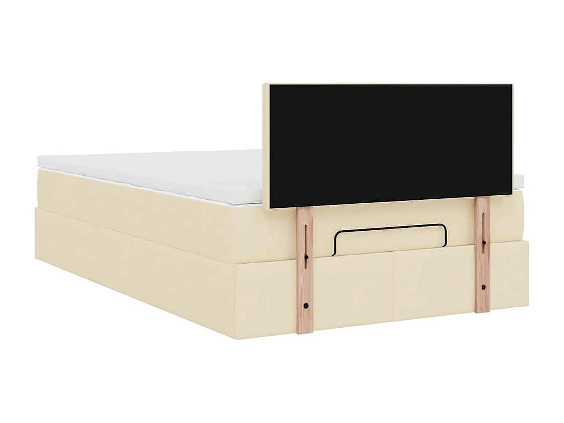 Cadre de lit ottoman avec matelas crème 120x190 cm tissu