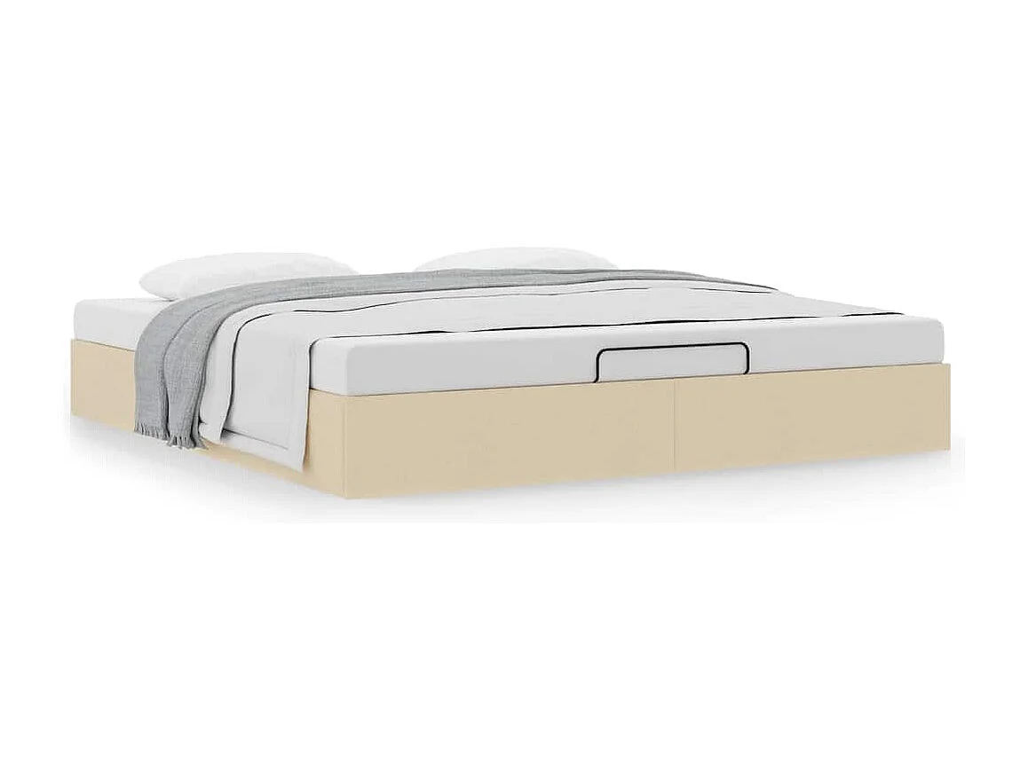 Cadre de lit ottoman sans matelas crème 160x200 cm tissu