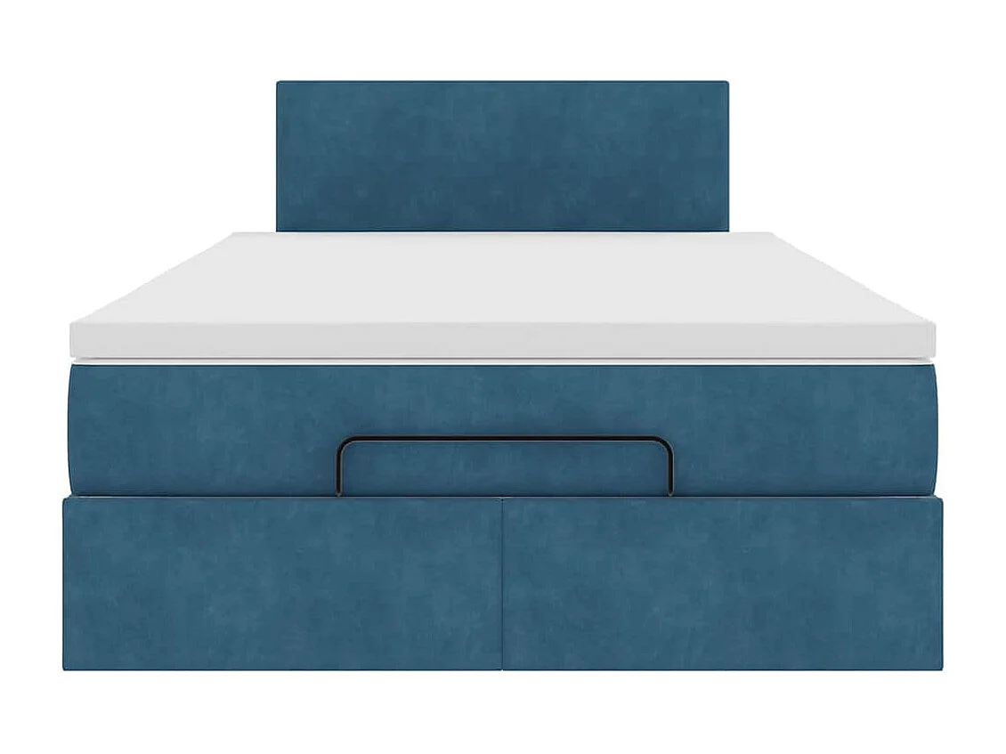 Estructura de cama otomana colchón terciopelo azul oscuro