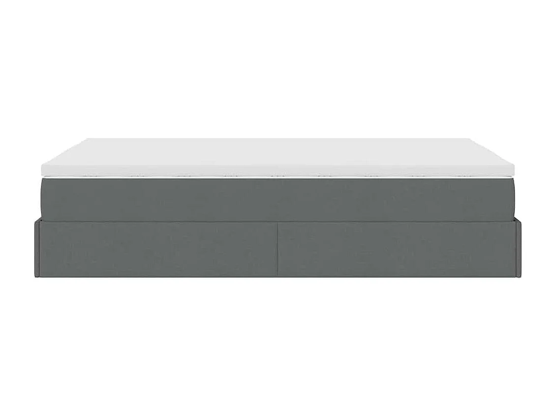 Cadre de lit ottoman avec matelas gris foncé 120x190 cm tissu