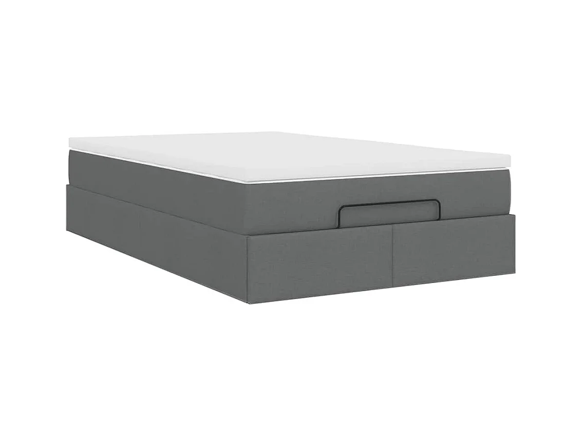 Cadre de lit ottoman avec matelas gris foncé 120x190 cm tissu