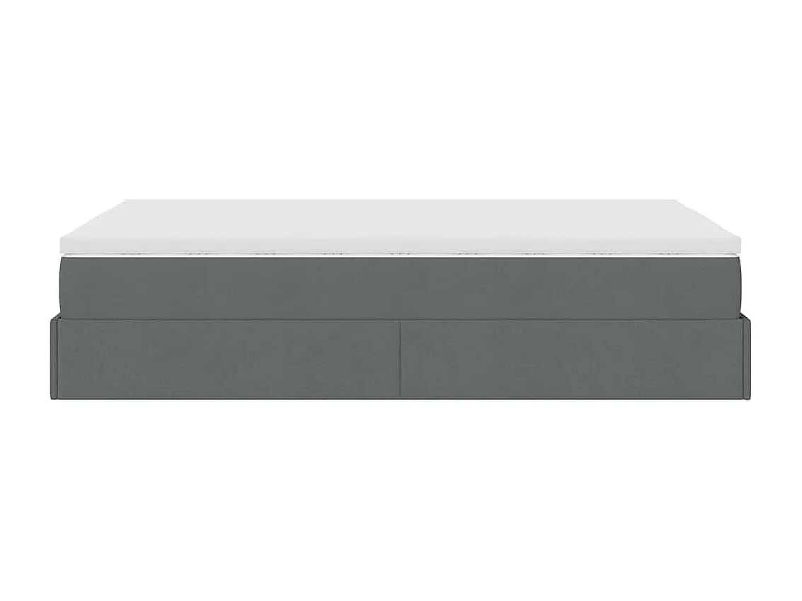 Cadre de lit ottoman avec matelas gris foncé 120x190 cm tissu