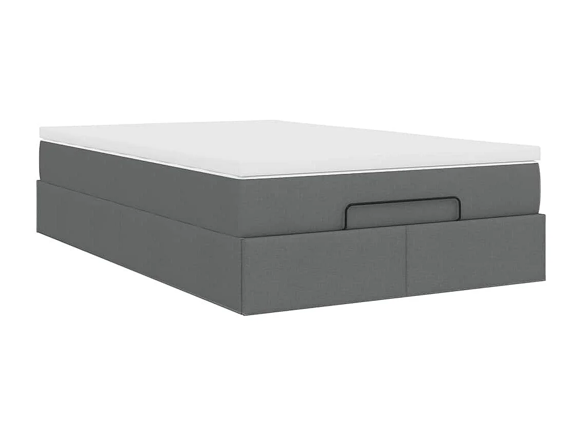 Cadre de lit ottoman avec matelas gris foncé 120x190 cm tissu