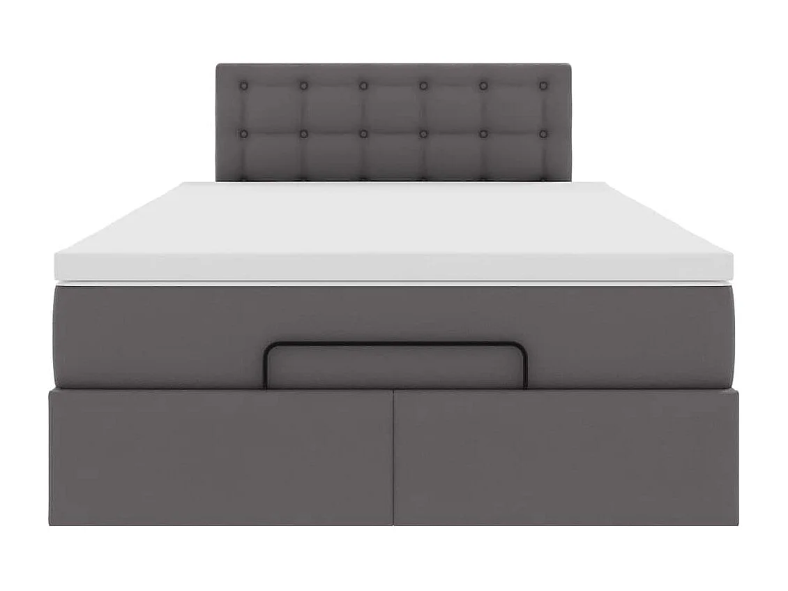 Cadre de lit ottoman avec matelas gris 120x190 cm similicuir