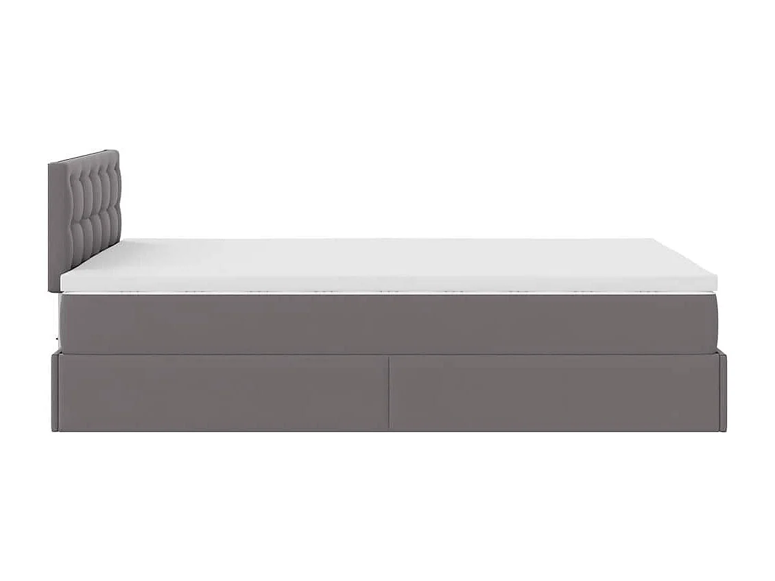 Estructura cama otomana colchón gris 120x190 cm cuero sintético