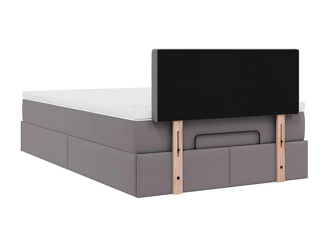 Estructura cama otomana colchón gris 120x190 cm cuero sintético