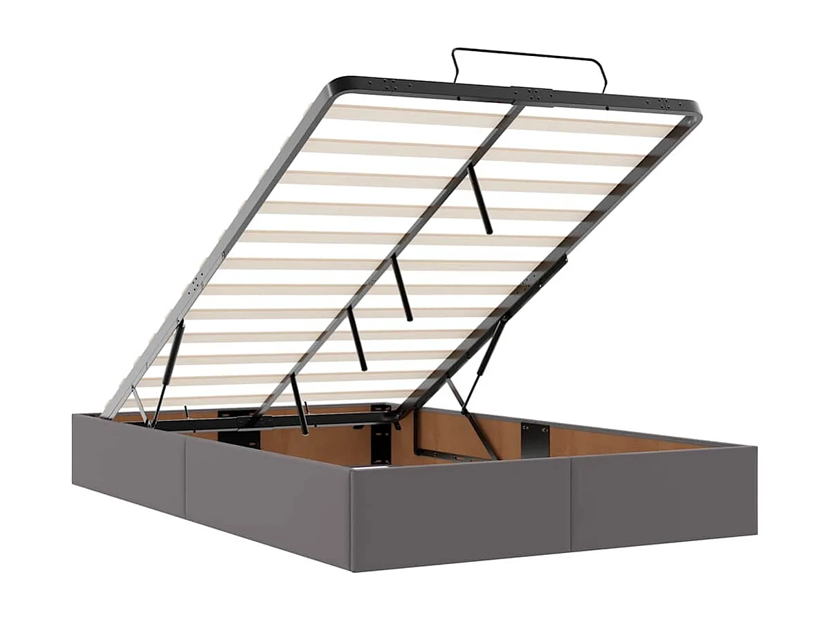 Estructura cama otomana colchón gris 120x190 cm cuero sintético