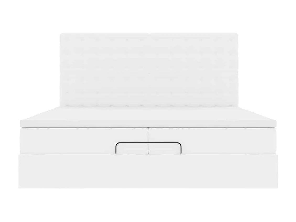 Estrutura de cama otomana com colchão branco couro falso